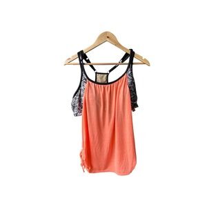 ZeroXposur Swimwear Tankini Top Coral Built-in Bra Outdoor Beach Pool Coastal 0X